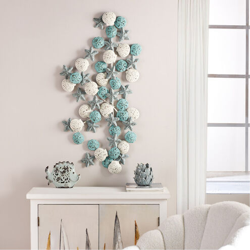 Signature Weathered White and Blue Wall Sculpture 